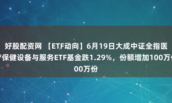 好股配资网 【ETF动向】6月19日大成中证全指医疗保健设备与服务ETF基金跌1.29%，份额增加100万份