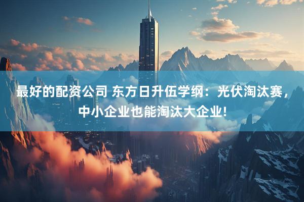 最好的配资公司 东方日升伍学纲：光伏淘汰赛，中小企业也能淘汰大企业!