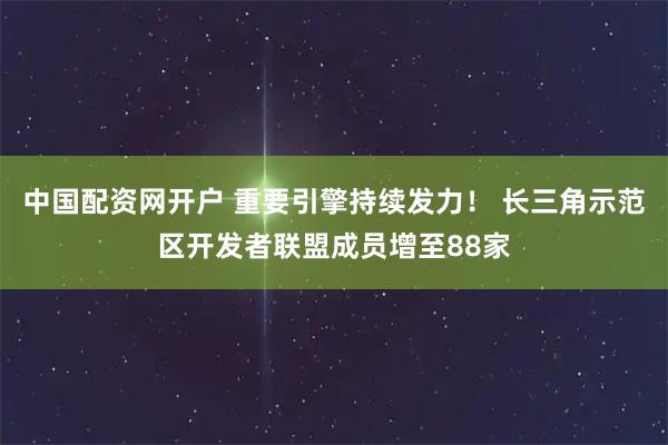 中国配资网开户 重要引擎持续发力！ 长三角示范区开发者联盟成员增至88家